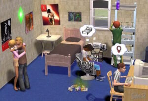 Die Sims 2 Raum Bett PC Schreibtisch Moebel