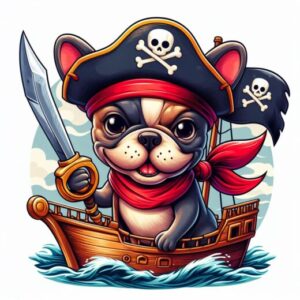 Franzoesische Bulldogge Pirat schiff wasser meer