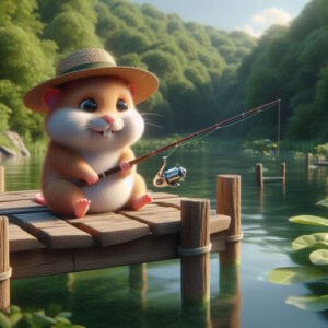 hamster angeln see teich stehg wasser hut fische