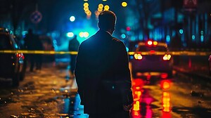 (Beispielbild) Nacht Stadt City Mann Strasse