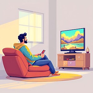 (Beispielbild) Mann Fernsehen Unterhaltung Bildschirm